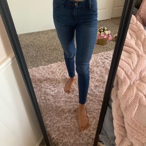 Mid rise blue denim pants